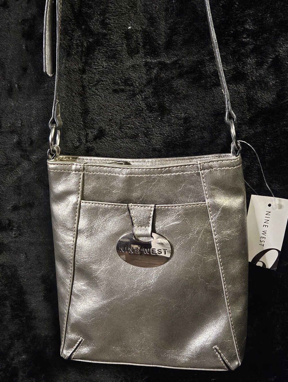 NWT-Nine West Metallic Silver Crossbody Purse
